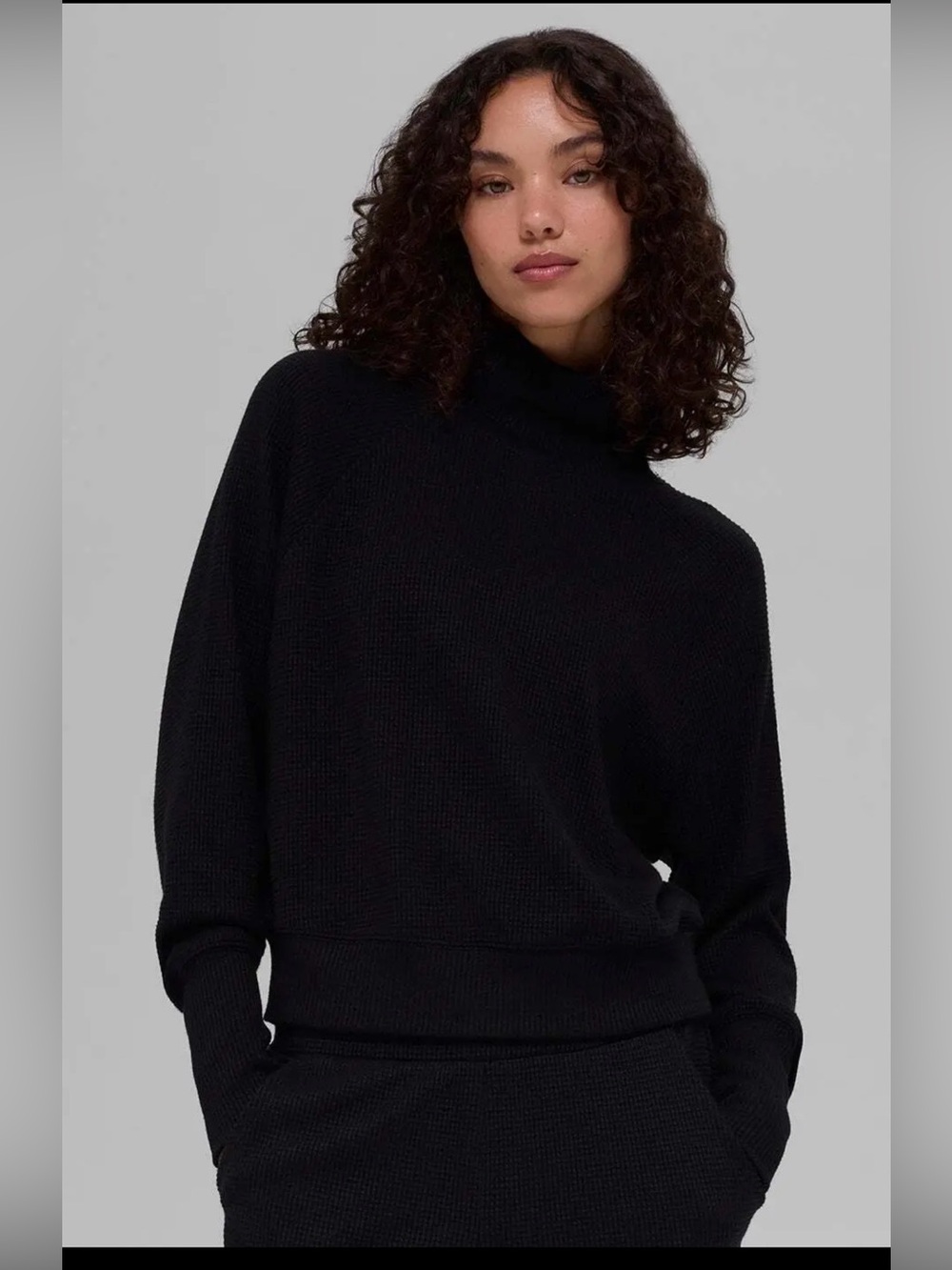 Alo Waffle Weekend Escape Mock Neck Long Sleeve